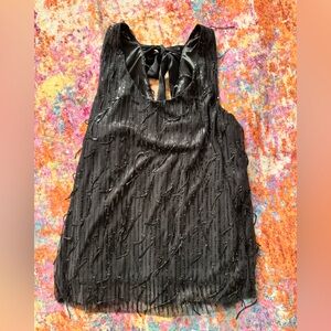 Daytrip Black Sleeveless Blouse with Sequin Detail